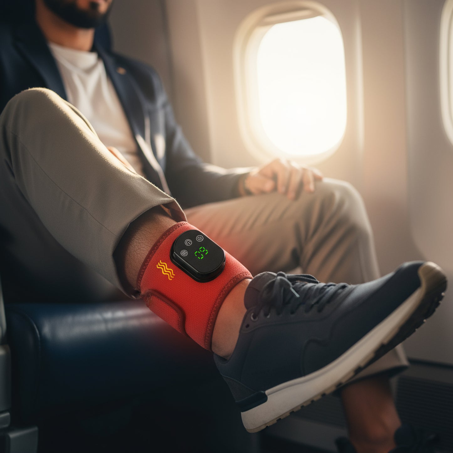 دعامة كاحل كهربائية لاسلكية مُدفأة مع حزام تدليك اهتزازي